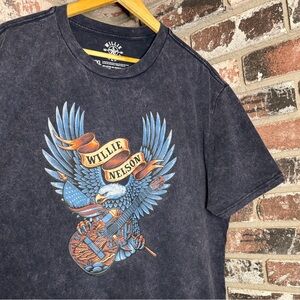 Men’s Willie Nelson Eagle with Guitar Graphic Vintage Licensed Band Tee Size